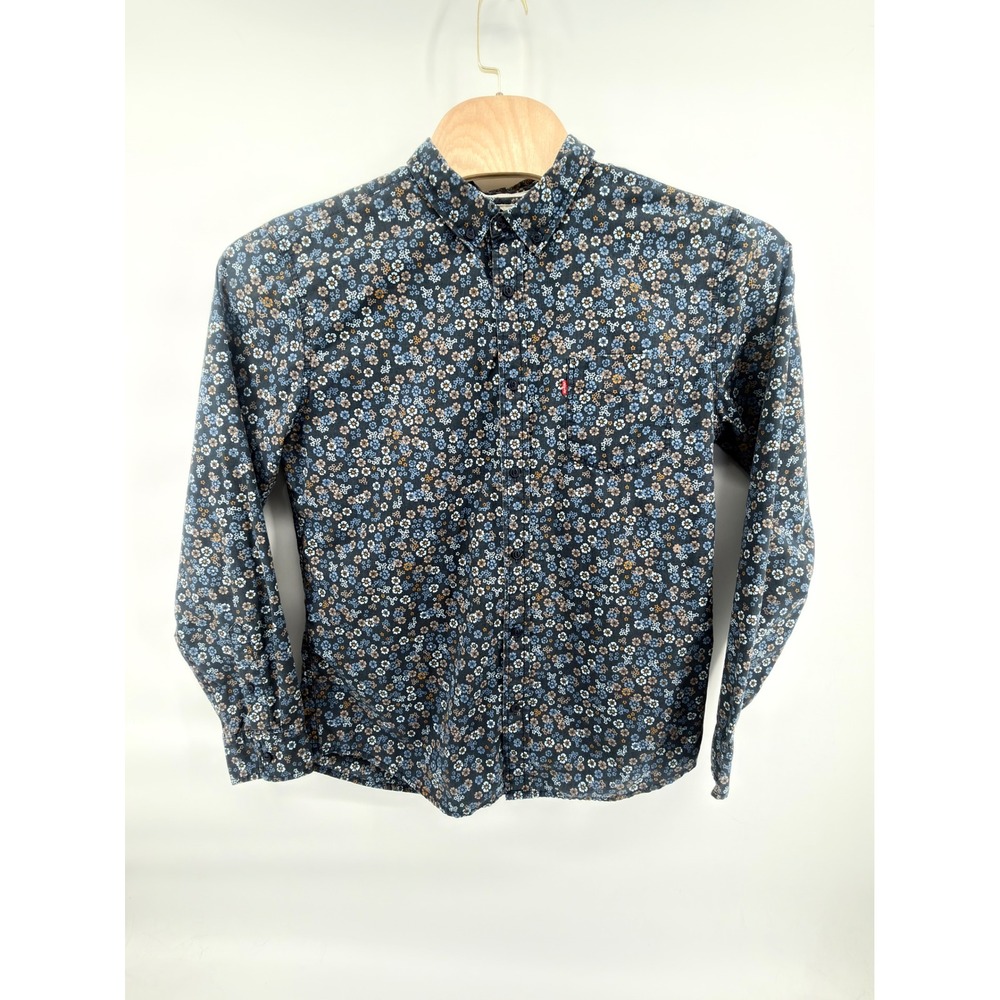 Levi's Men Shirt Large L Blue Ditsy Floral‎ Print Long Sleeve Button Down Cotton